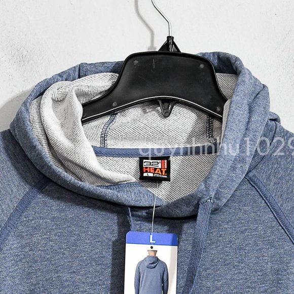 NWT 32 Degrees Heat Men's French Terry Long Sleeve Hoodie Sweatshirt BLUE - Picture 4 of 6